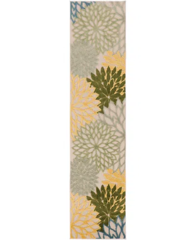 Nourison Home Aloha Alh05 2'3"x8' Runner Area Rug In Green,multi