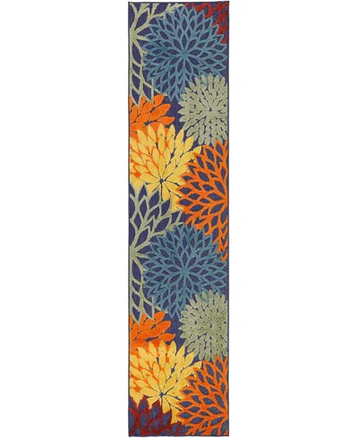 Nourison Home Aloha Alh05 2'3"x8' Runner Area Rug In Navy,multi