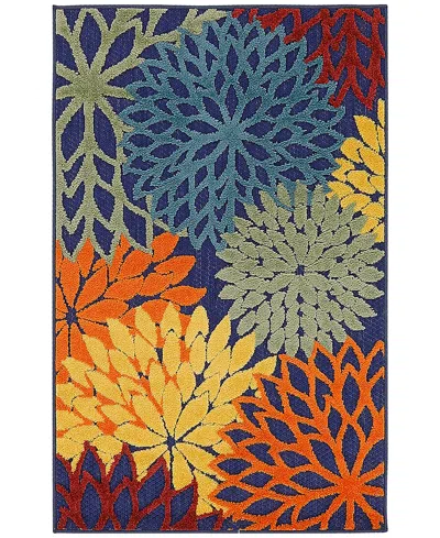 Nourison Home Aloha Alh05 2'8"x4' Area Rug In Navy,multi
