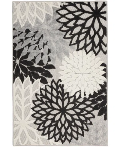 Nourison Home Aloha Alh05 3'x5' Area Rug In Black,white