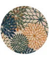 Nourison Home Aloha Alh05 5'3"x5'3" Round Area Rug In Blue,green