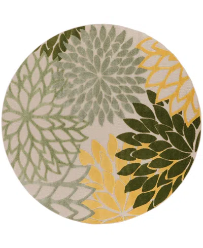 Nourison Home Aloha Alh05 5'3"x5'3" Round Area Rug In Green