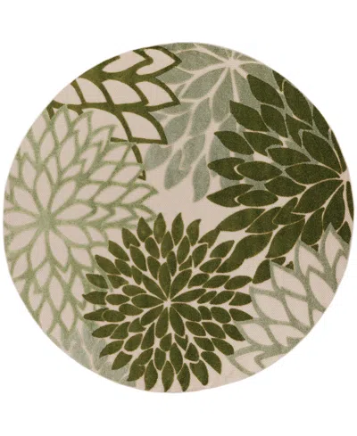 Nourison Home Aloha Alh05 5'3"x5'3" Round Area Rug In Ivory,moss