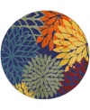 Nourison Home Aloha Alh05 5'3"x5'3" Round Area Rug In Navy,multi