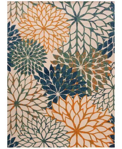 Nourison Home Aloha Alh05 7'10"x10'6" Area Rug In Blue,green