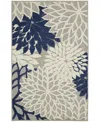 Nourison Home Aloha Alh05 Ivory And Navy 2'8" X 4' Outdoor Area Rug In Multi