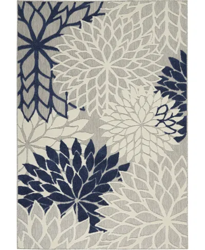 Nourison Home Aloha Alh05 Ivory And Navy 3'6" X 5'6" Outdoor Area Rug In Multi