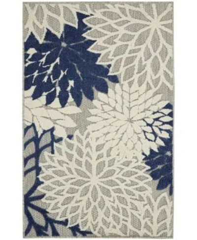 Nourison Home Aloha Alh05 Ivory Navy Rug In Multi
