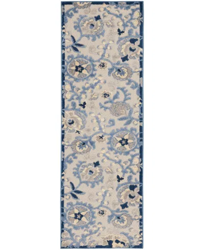 Nourison Home Aloha Alh17 2' X 6' Runner Rug In Blue,gray