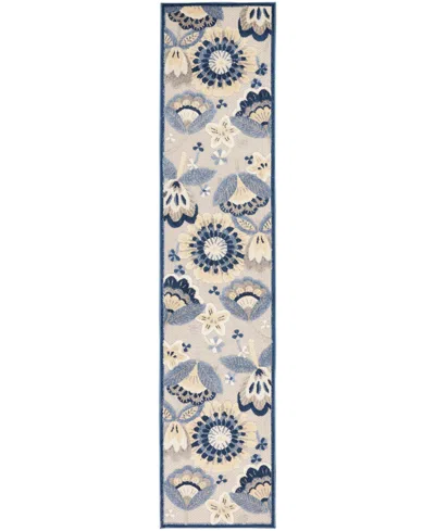 Nourison Home Aloha Alh17 2'3" X 10' Runner Rug In Blue,gray