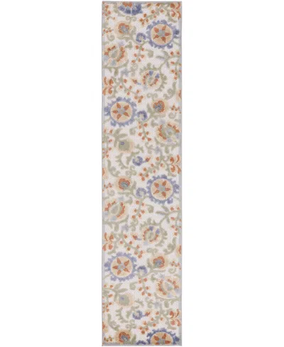 Nourison Home Aloha Alh17 2'3"x8' Runner Area Rug In Ivory,blue