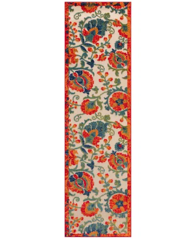 Nourison Home Aloha Alh17 2'3"x8' Runner Area Rug In Red,multi