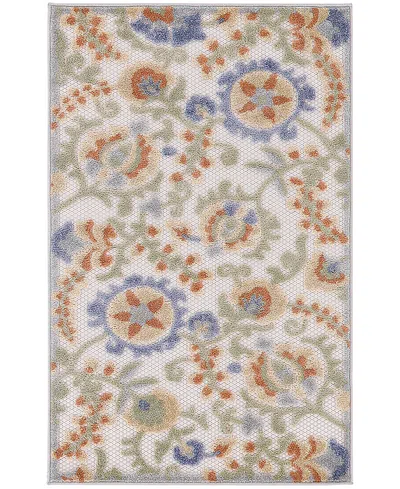 Nourison Home Aloha Alh17 2'8"x4' Area Rug In Ivory,blue