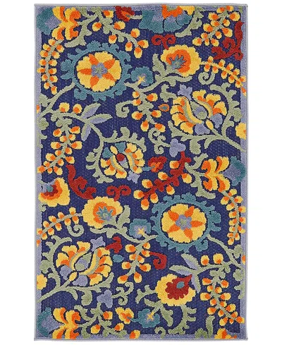 Nourison Home Aloha Alh17 2'8"x4' Area Rug In Navy,multi
