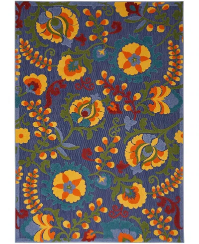 Nourison Home Aloha Alh17 3'6"x5'6" Area Rug In Navy,multi