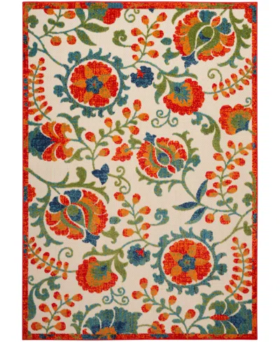 Nourison Home Aloha Alh17 3'6"x5'6" Area Rug In Red,multi