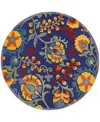 Nourison Home Aloha Alh17 5'3"x5'3" Round Area Rug In Navy,multi
