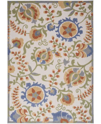 Nourison Home Aloha Alh17 5'3"x7'5" Area Rug In Ivory,blue