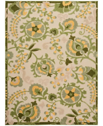 Nourison Home Aloha Alh17 5'3"x7'5" Area Rug In Ivory,moss