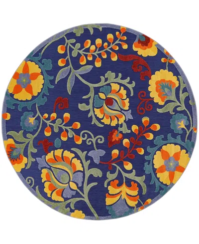 Nourison Home Aloha Alh17 7'10"x7'10" Round Area Rug In Navy,multi