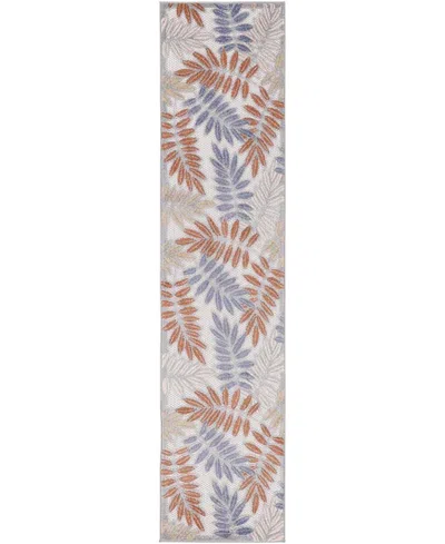 Nourison Home Aloha Alh18 2'3"x8' Runner Area Rug In Blue,mocha