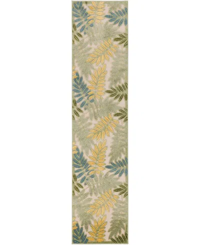 Nourison Home Aloha Alh18 2'3"x8' Runner Area Rug In Green,multi