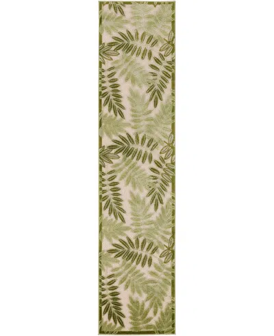 Nourison Home Aloha Alh18 2'3"x8' Runner Area Rug In Ivory,green