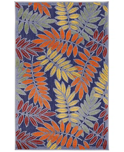 Nourison Home Aloha Alh18 2'8"x4' Area Rug In Navy,multi