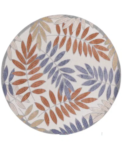Nourison Home Aloha Alh18 7'10"x7'10" Round Area Rug In Blue,mocha