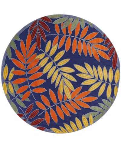 Nourison Home Aloha Alh18 7'10"x7'10" Round Area Rug In Navy,multi