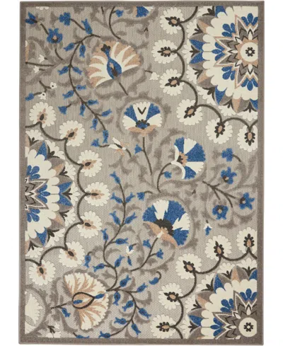 Nourison Home Aloha Alh20 3'6" X 5'6" Outdoor Area Rug In Gray,multi
