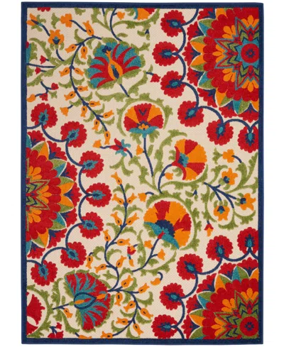 Nourison Home Aloha Alh20 7'10" X 10'6" Outdoor Area Rug In Red,multi