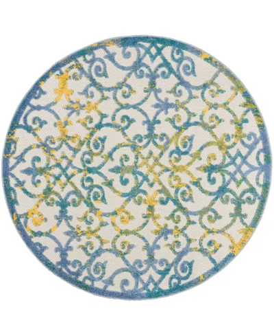 Nourison Home Aloha Alh21 5'3" X 5'3" Round Outdoor Area Rug In Multi