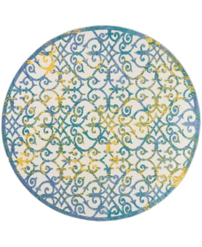 Nourison Home Aloha Alh21 7'10" X 7'10" Round Outdoor Area Rug In Multi