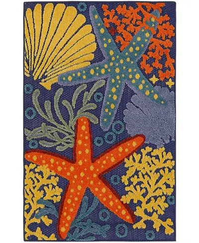 Nourison Home Aloha Alh24 2'8"x4' Area Rug In Navy,multi