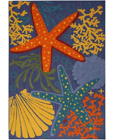 Nourison Home Aloha Alh24 5'3"x7'5" Area Rug In Navy,multi