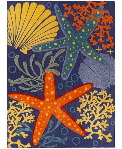 Nourison Home Aloha Alh24 7'10"x10'6" Area Rug In Navy,multi