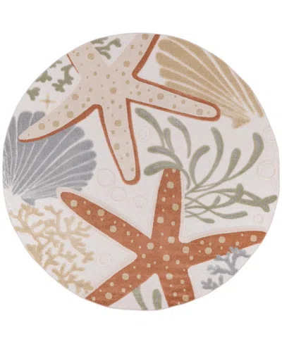 Nourison Home Aloha Alh24 7'10"x7'10" Round Area Rug In Ivory