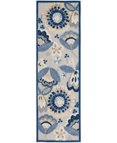 Nourison Home Aloha Alh25 2' X 6' Runner Rug In Blue,gray