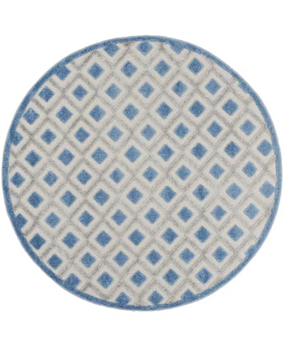 Nourison Home Aloha Alh26 4' X 4' Round Outdoor Area Rug In Blue
