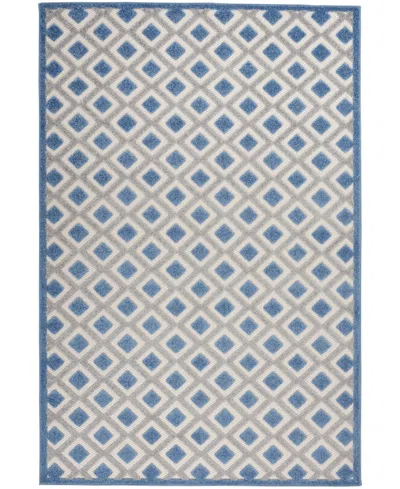 Nourison Home Aloha Alh26 5'3" X 7'5" Outdoor Area Rug In Blue,gray