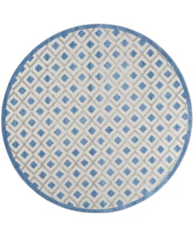 Nourison Home Aloha Alh26 7'10" X 7'10" Round Outdoor Area Rug In Blue