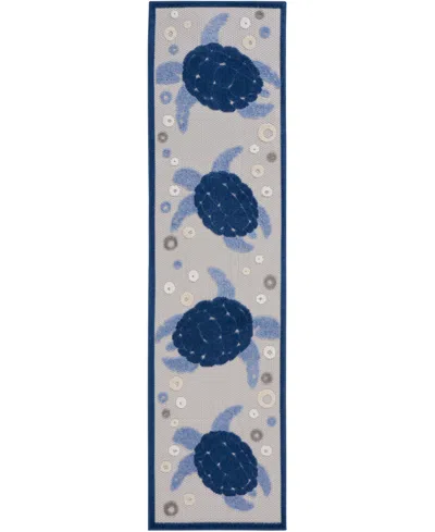 Nourison Home Aloha Alh27 2'3"x8' Runner Area Rug In Navy