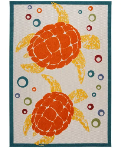 Nourison Home Aloha Alh27 6'x9' Area Rug In Teal,multi
