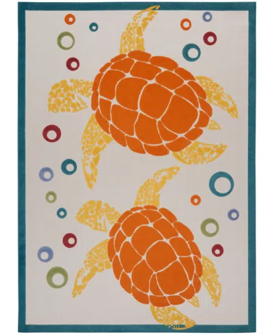 Nourison Home Aloha Alh27 7'10"x10'6" Area Rug In Teal,multi