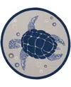 Nourison Home Aloha Alh27 7'10"x7'10" Round Area Rug In Navy
