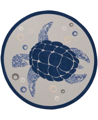 Nourison Home Aloha Alh27 7'10"x7'10" Round Area Rug In Navy