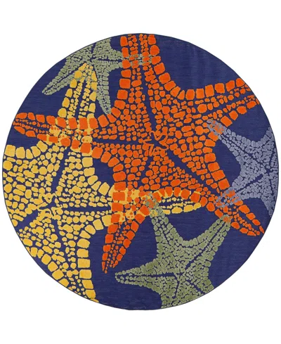 Nourison Home Aloha Alh28 5'3"x5'3" Round Area Rug In Blue,multi