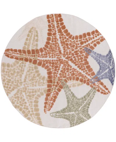 Nourison Home Aloha Alh28 5'3"x5'3" Round Area Rug In Ivory