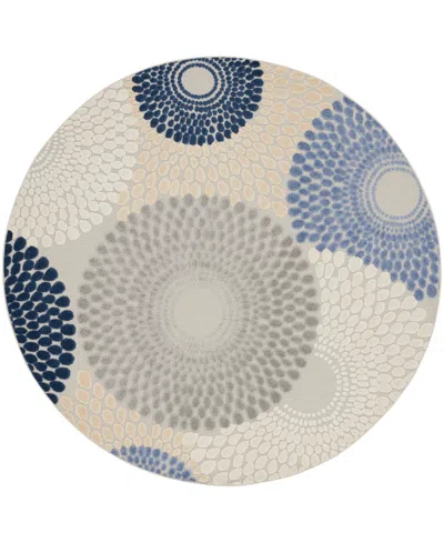 Nourison Home Aloha Alh29 7'10"x7'10" Round Area Rug In Blue,gray